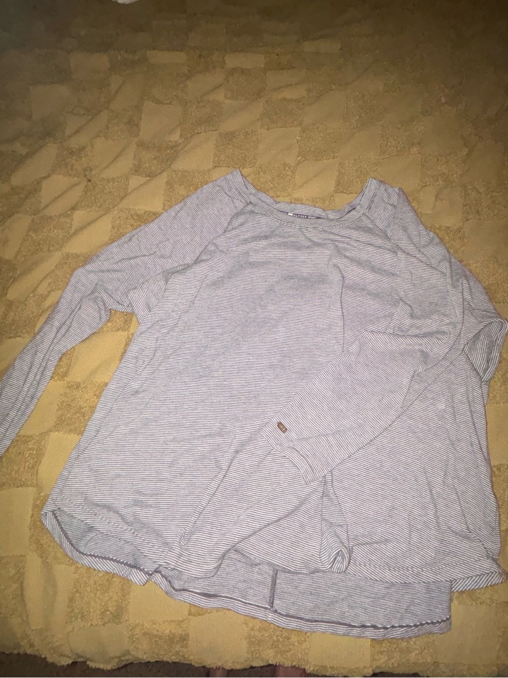 Tommy Hilfiger Striped Crew Neck Top in Gray and White